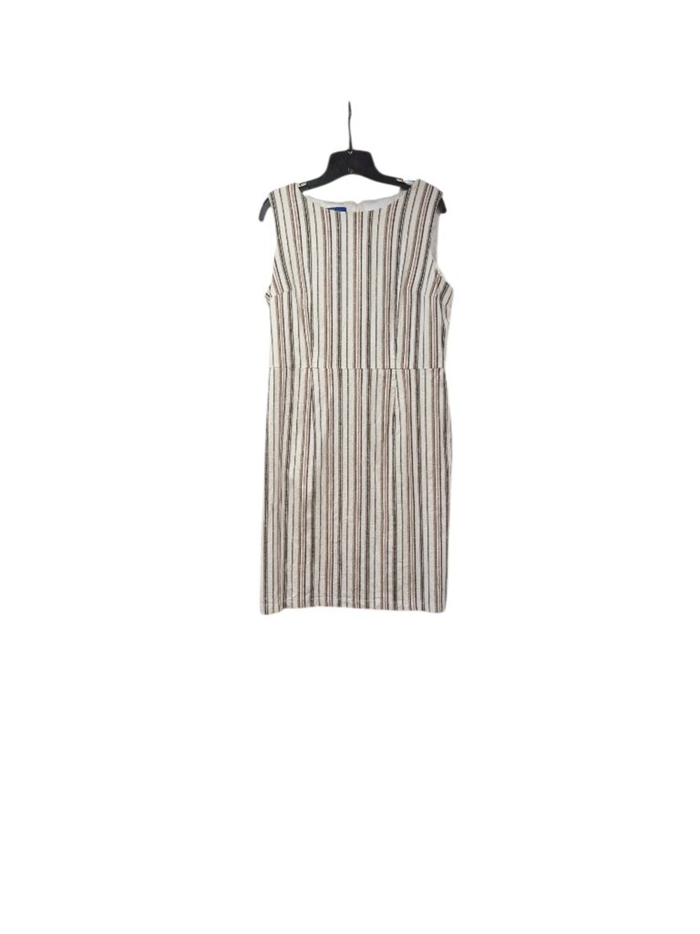 Apt. 9 Striped Linen Sleeveless Boatneck Sheath Knee Length Dress Modest Sz 16
